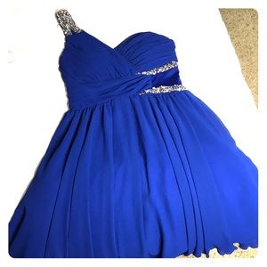 blue and silver prom dress